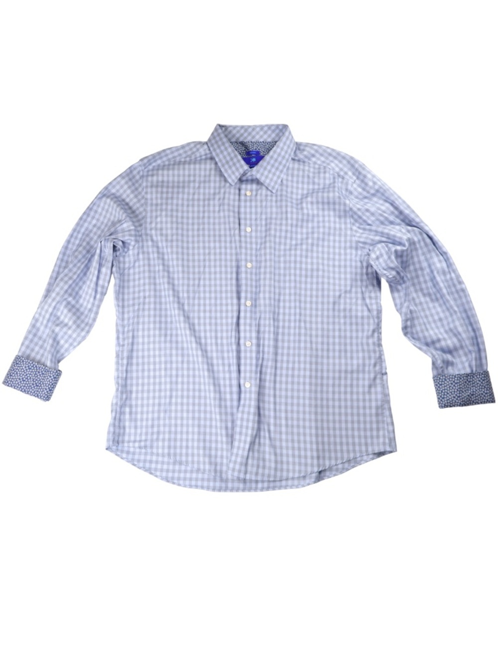 Egara Blue Check Button Down Shirt XXL Long Sleeve Non Iron Dress Casual Shirt